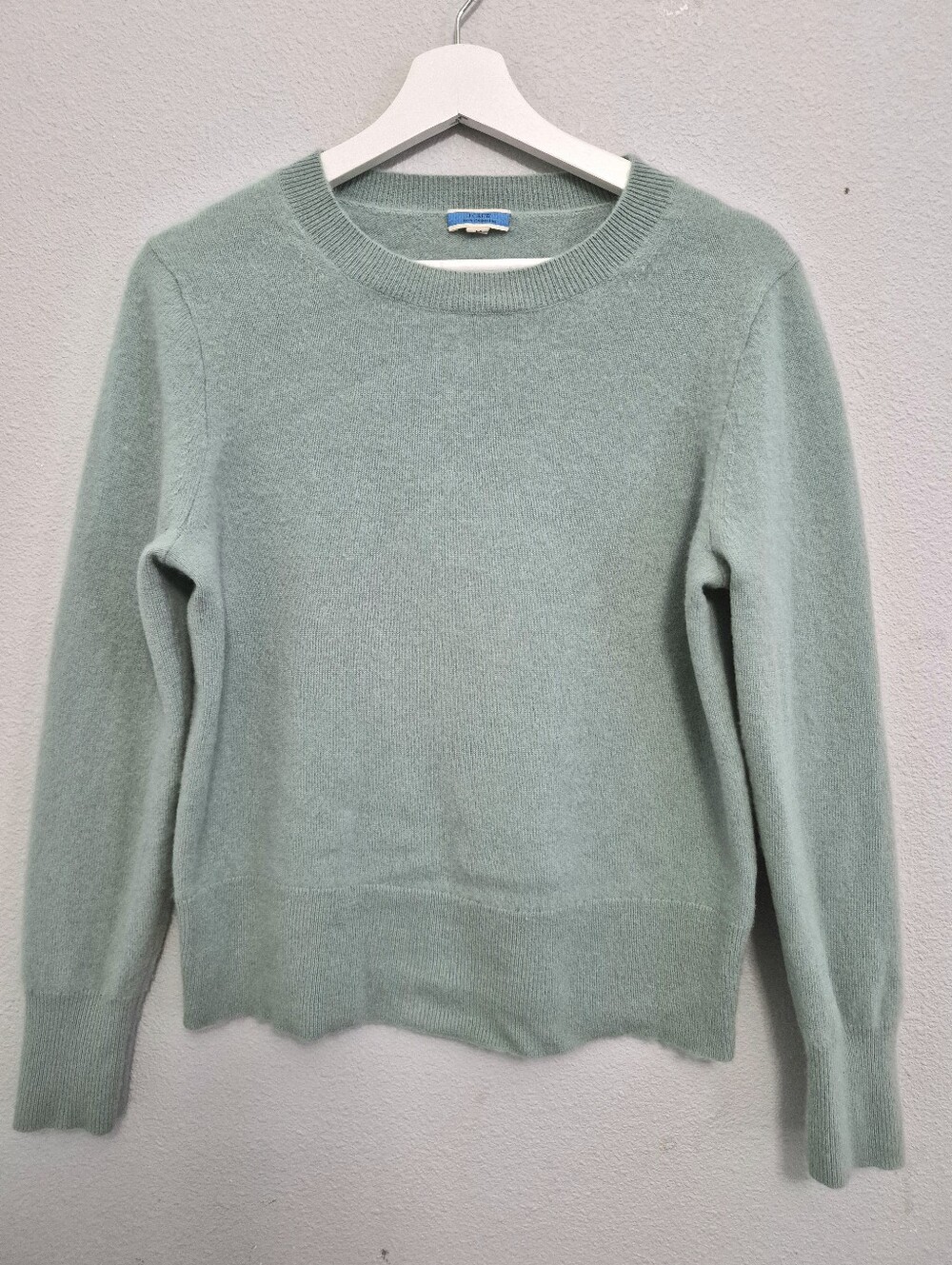 J Crew Cashmere Crewneck Sweater Light Sage Green Women Medium Quiet Luxury